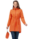 33,000ft Women's Long Rain Jackets with Hood Packable Waterproof Trench Coats Windbreaker