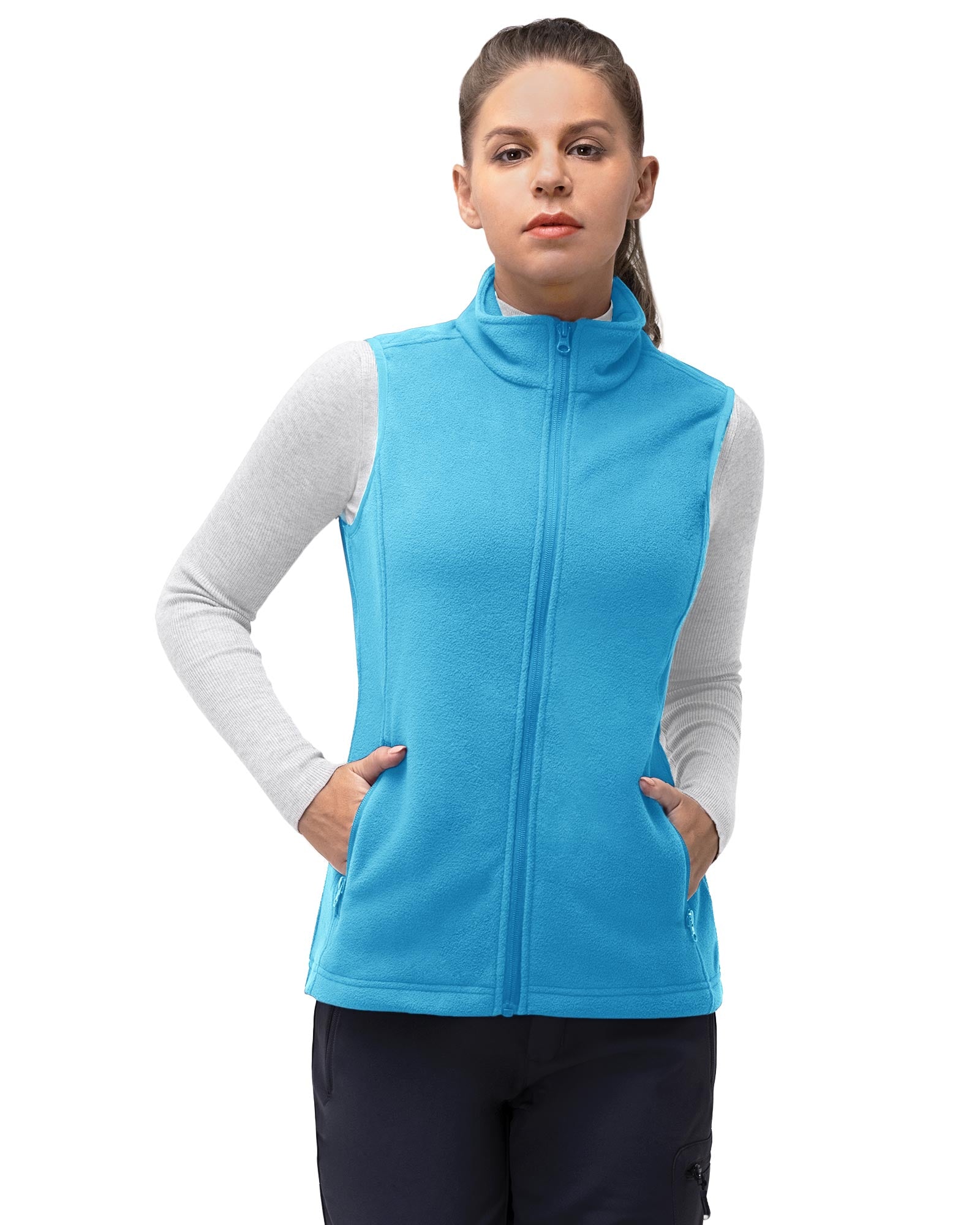 Women’s 0.82 lbs Fleece Gilet Vest Outerwear with 4 Deep Pockets