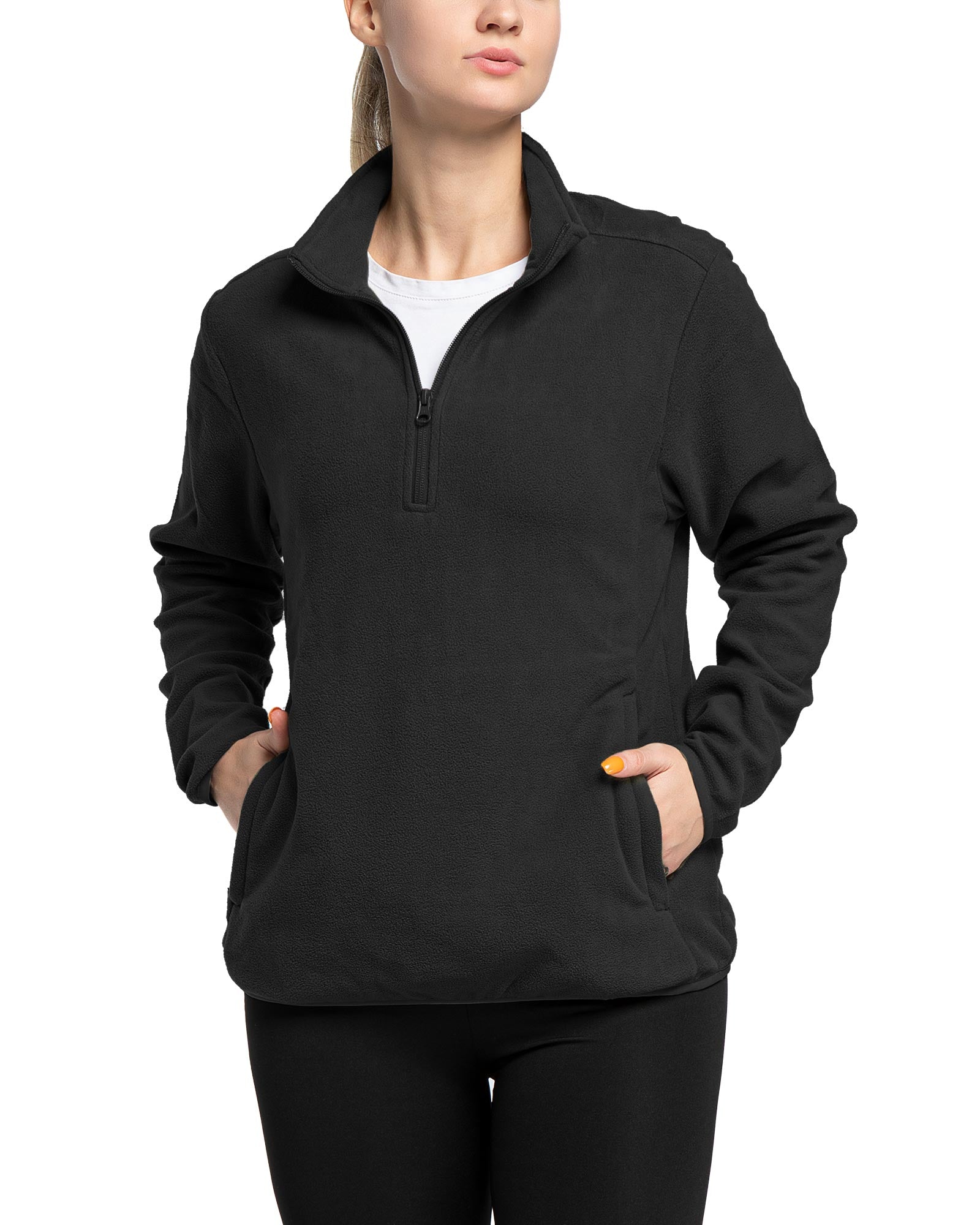 Women's Lightweight Long Sleeve Fleece Pullover Jacket, Quarter