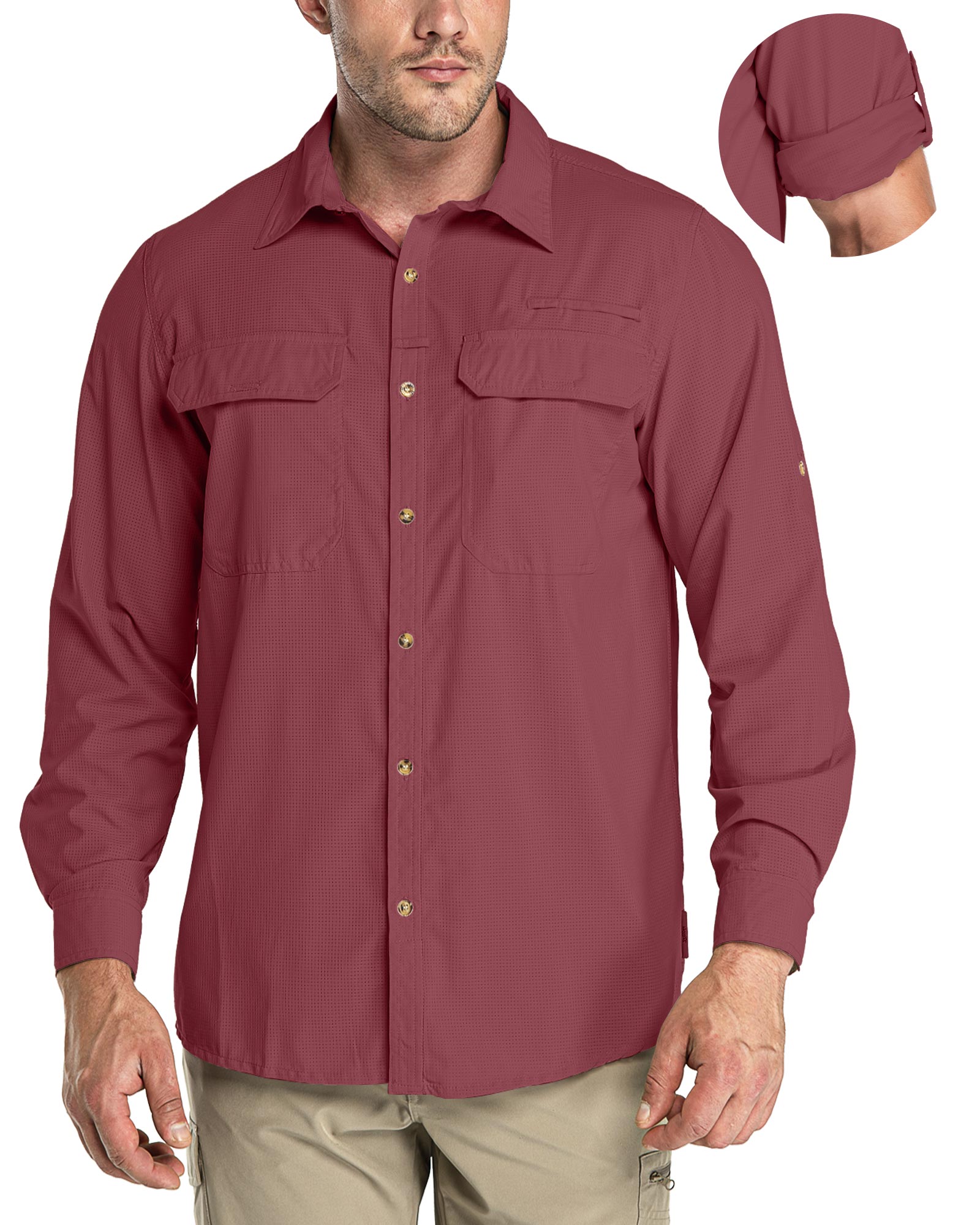 Men’s Long Sleeve UPF 50+ GEO® Air-Hole Dry Cooling Shirts with Outdoor Activity Designs