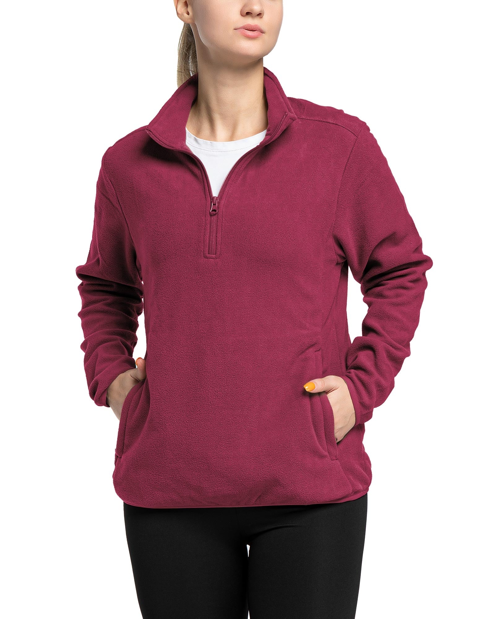 Women's Lightweight Long Sleeve Fleece Pullover Jacket, Quarter