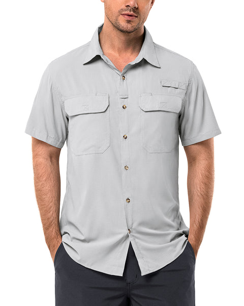 Men's UPF 50+ UV Short Sleeve Hiking Fishing Shirt Quick Dry