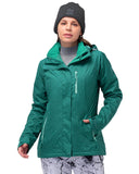 Women’s 3 in 1 Hooded Waterproof Coat Winter Ski Hiking Rain Jacket Softshell Fleece Lined Raincoat Windbreaker
