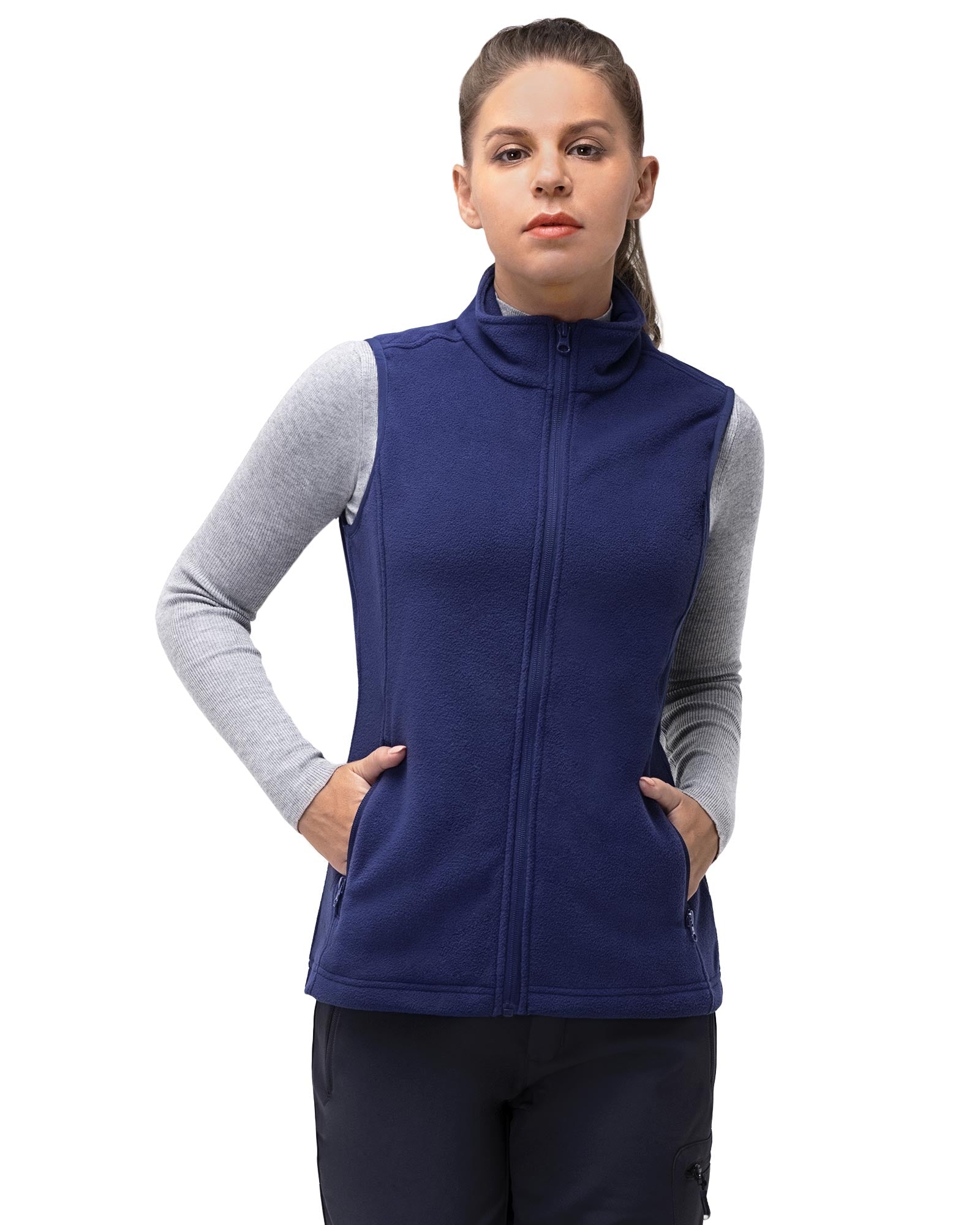 33,000ft Women's Zip Up Fleece Jacket, Long Sleeve Warm Soft Polar