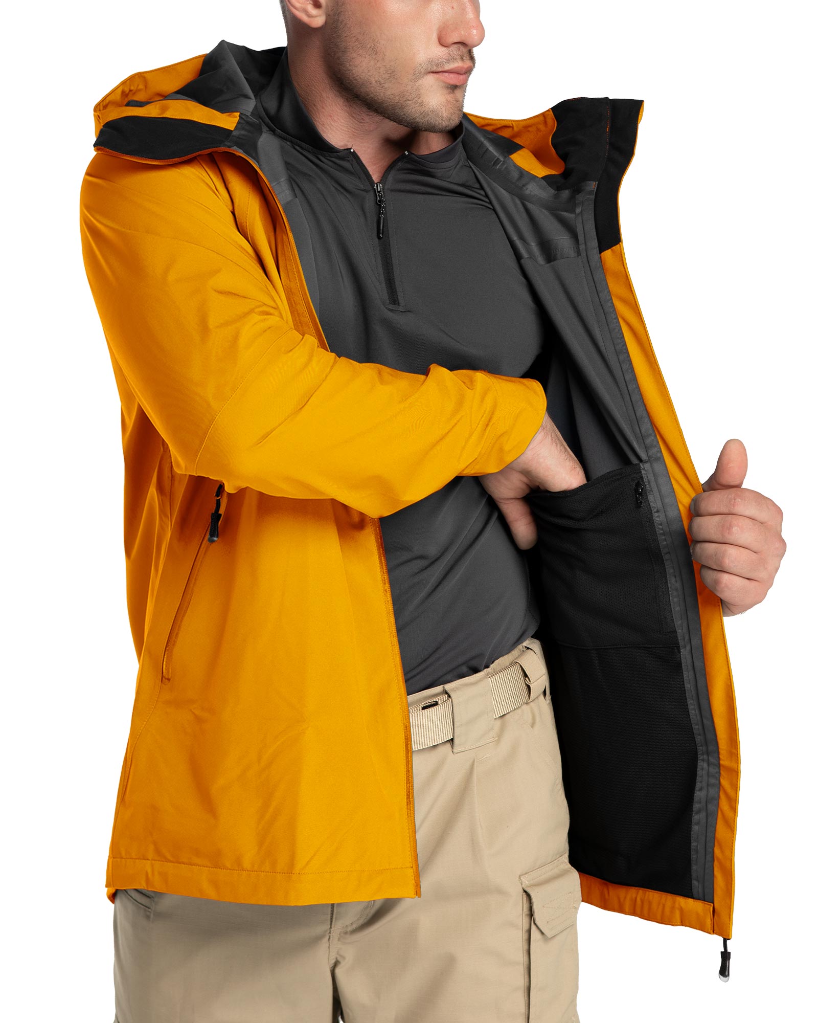 1.37 lbs 10000mm W/P Index 10000 Level Breathable Men's 3-Layer Rain Jacket with 5 Multi Pockets