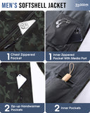 Men's Softshell Jacket with Hood Fleece Lined Windbreaker Lightweight Waterproof Jackets for Hiking