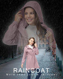 Women's Packable Long Rain Jacket with 2 Pockets: 0.55 lbs 3000mm W/P Index 2000 Level Breathable
