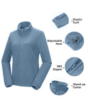 Women's Zip Up Fleece Jacket, Long Sleeve Warm Soft Polar Lightweight Coat with Pockets for Winter