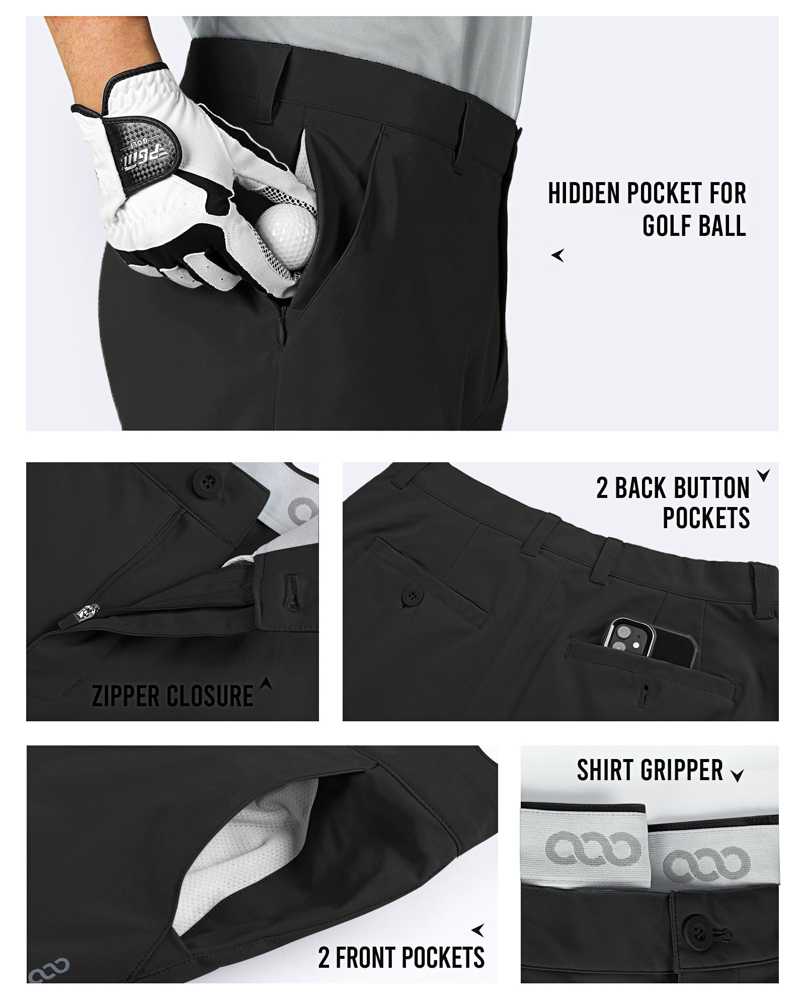 Men's 10" UPF 40+ Water-Resistant Golf Shorts with 5 Pockets