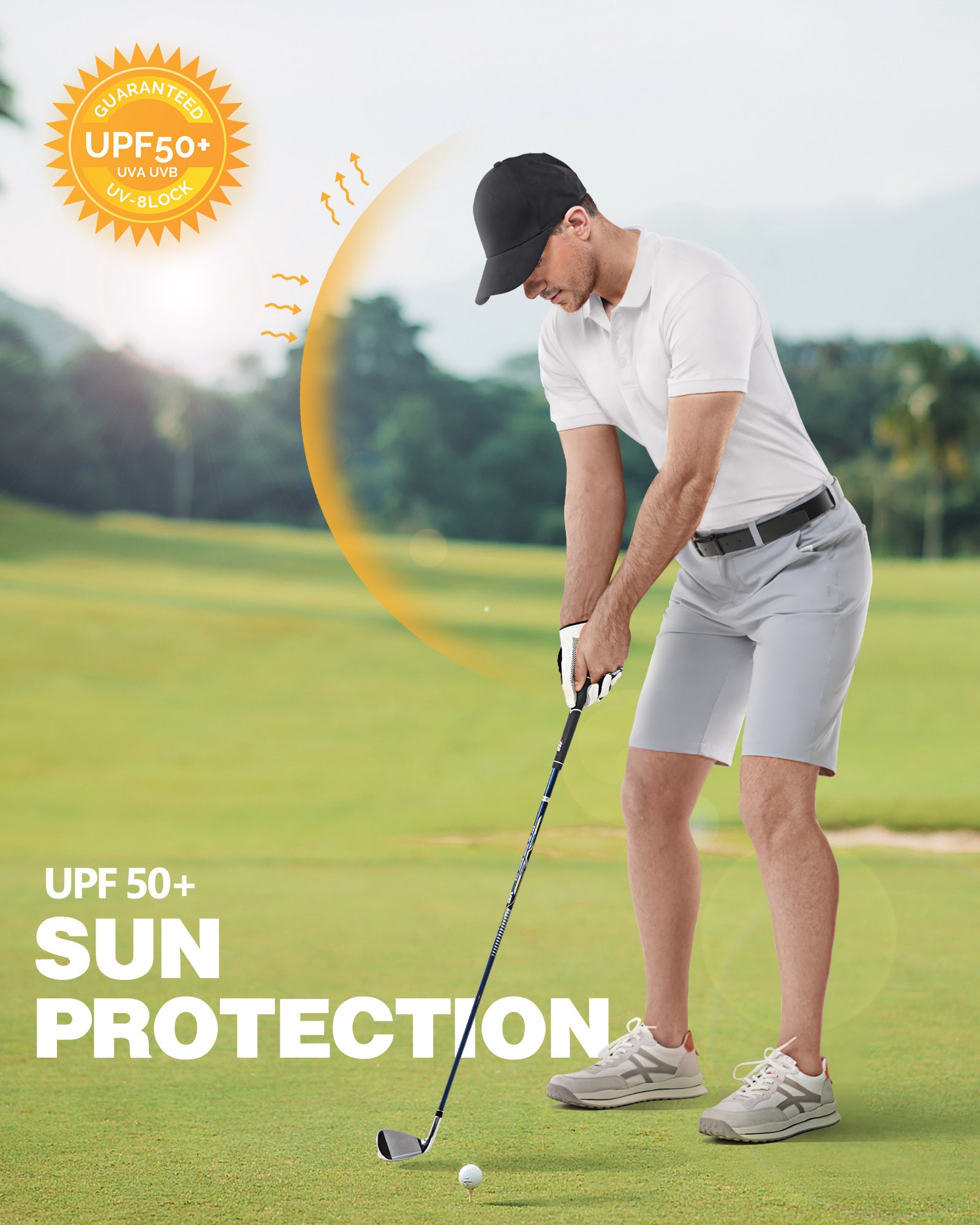 Men's UPF50+ Golf Polo Short Sleeve Collared Quick Dry T-Shirt