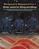 10000mm W/P Index 10000 Level Breathable Men's 3-in-1 Ski Jacket with 5 Pockets