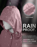 Women's Packable Long Rain Jacket with 2 Pockets: 0.55 lbs 3000mm W/P Index 2000 Level Breathable