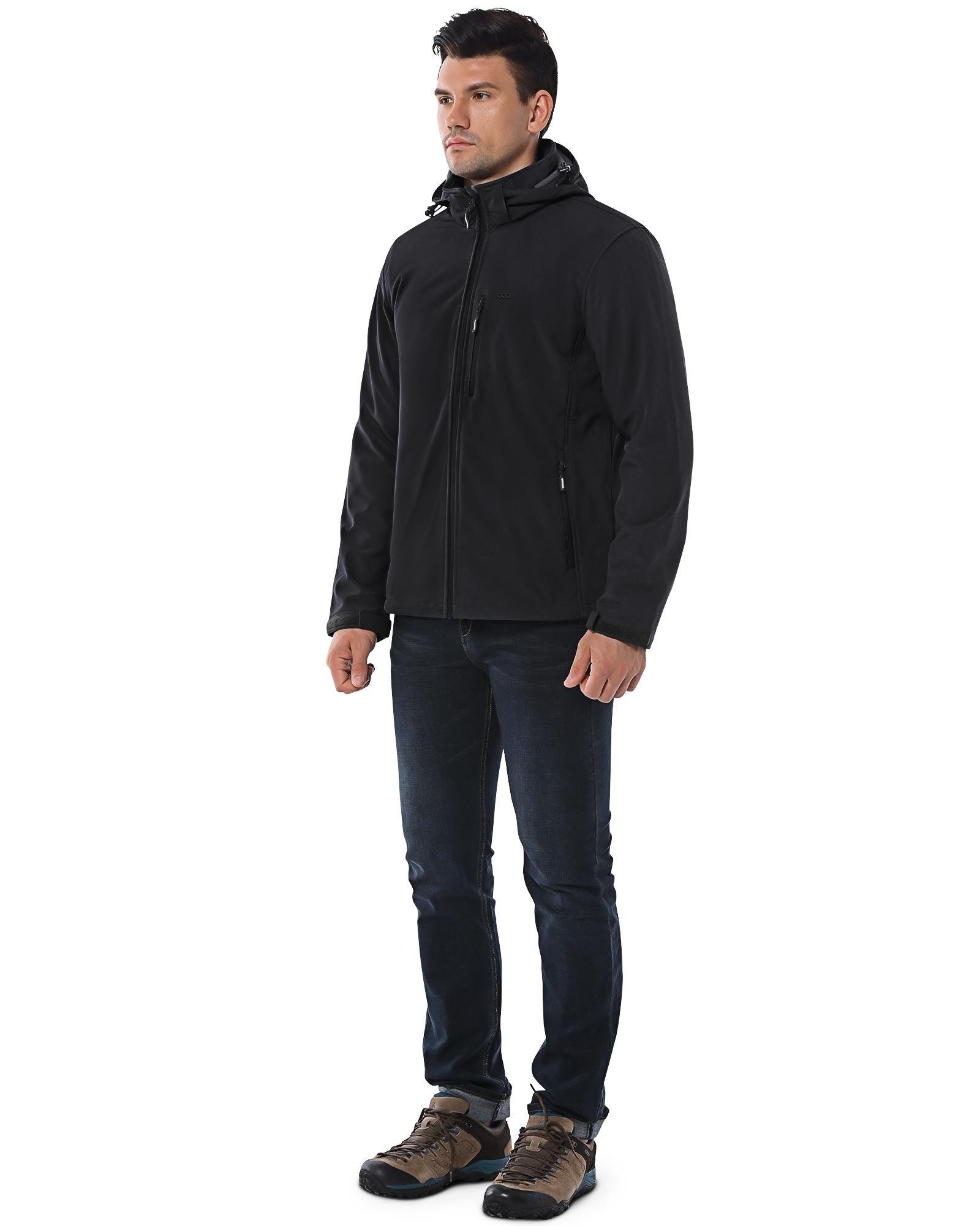 Men's Softshell Jacket with Hood Fleece Lined Windbreaker Lightweight Waterproof Jackets for Hiking - 33,000ft
