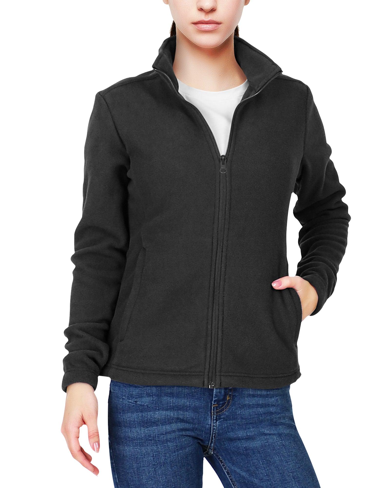 Women's Zip Up Fleece Jacket, Long Sleeve Warm Soft Polar Lightweight Coat with Pockets for Winter 33,000ft