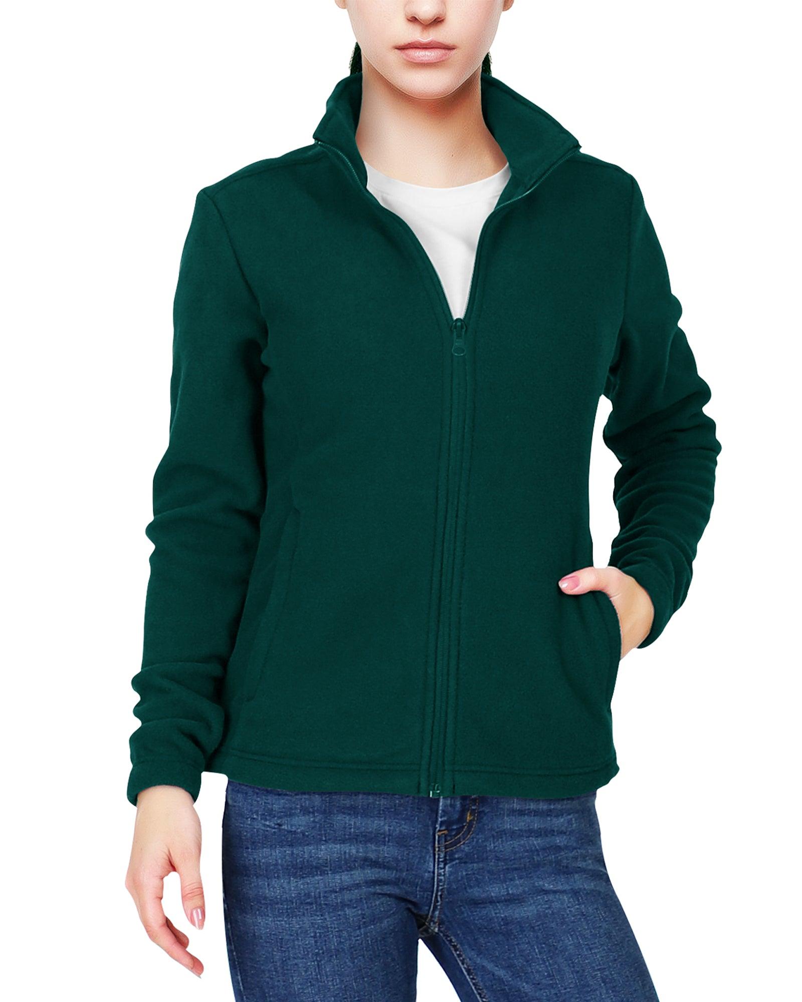 Women's Zip Up Fleece Jacket, Long Sleeve Warm Soft Polar Lightweight Coat with Pockets for Winter 33,000ft