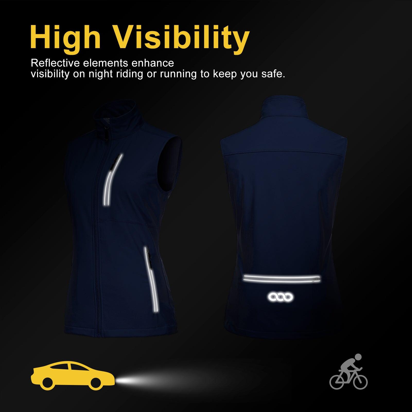 Women's Windproof Vest Outerwear with 6 Pockets/Reoflective Design: 0.77lbs/10000mm Waterproof/10000 Level Breathable 33,000ft