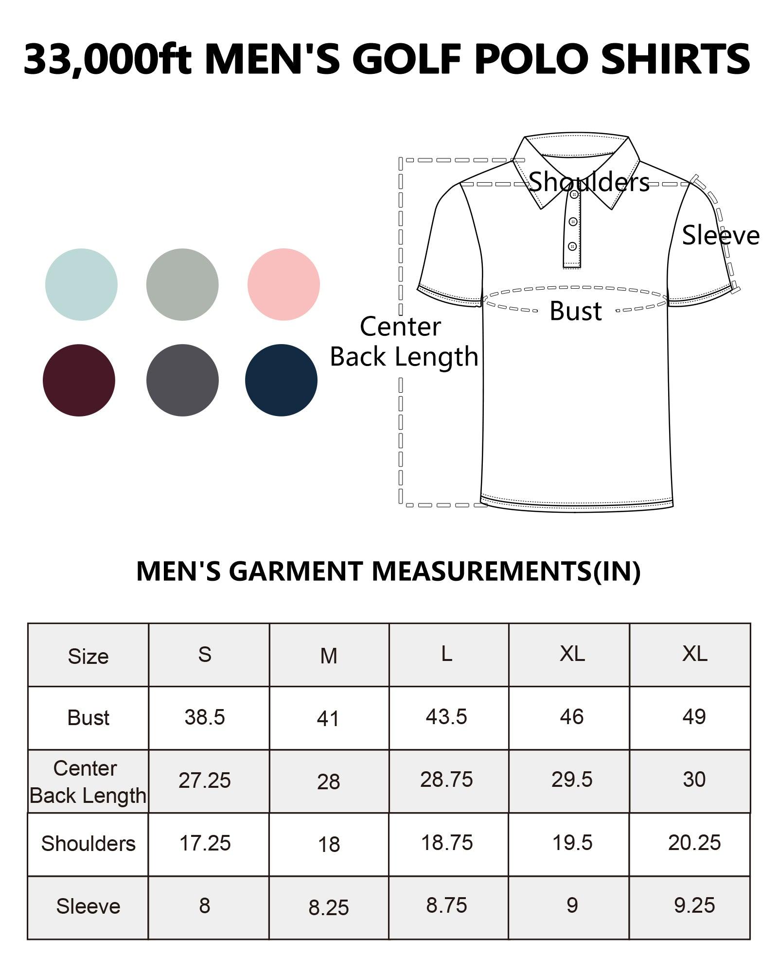 Men's Golf Polo Short Sleeve Collared T-Shirt 33,000ft