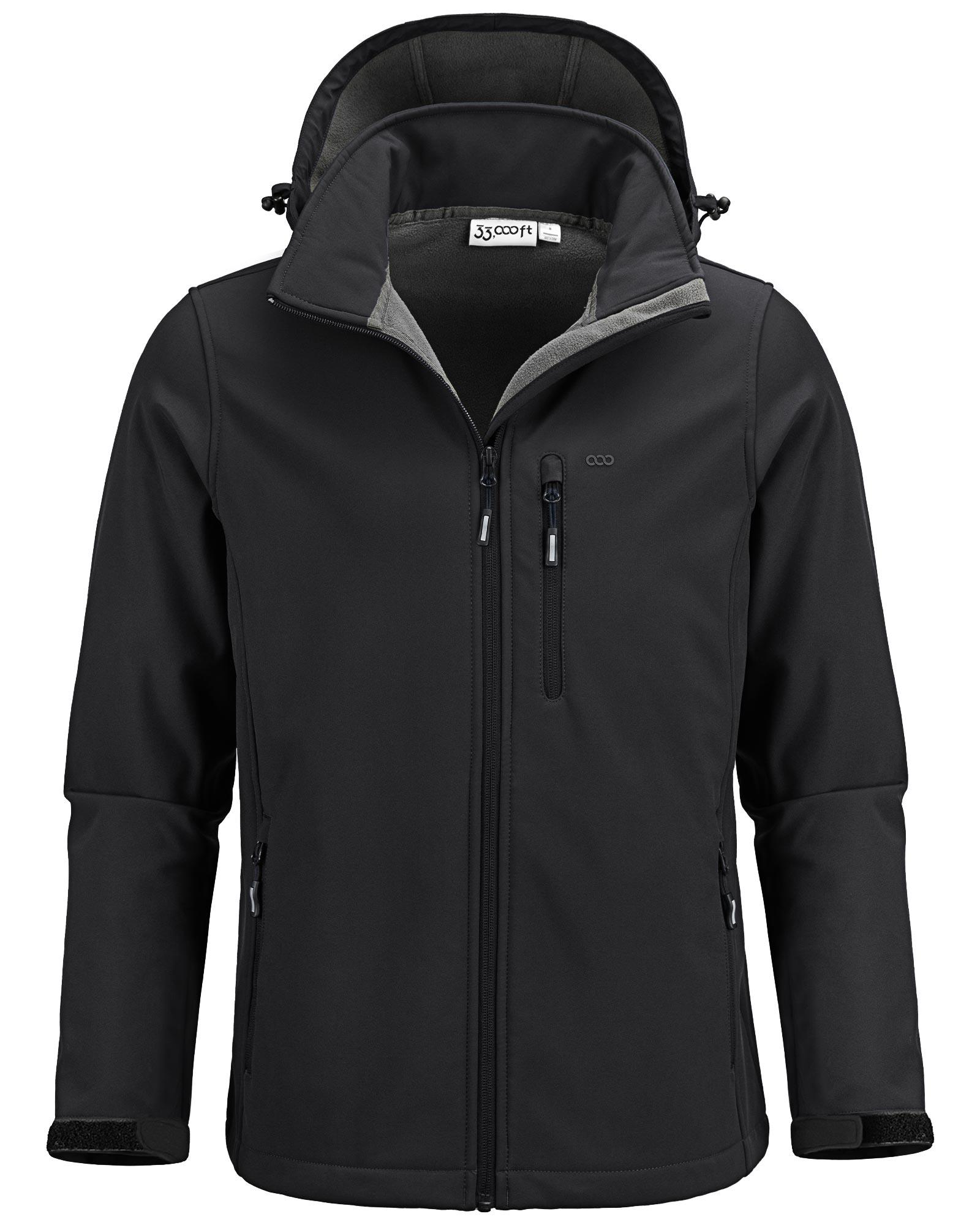 Men's Softshell Jacket with Hood Fleece Lined Windbreaker Lightweight Waterproof Jackets for Hiking - 33,000ft
