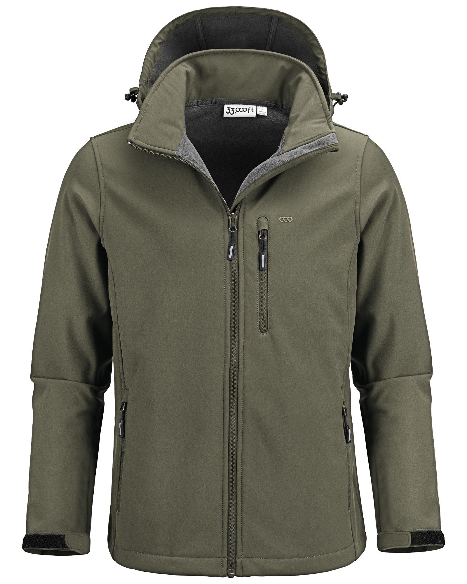 Men's Softshell Jacket with Hood Fleece Lined Windbreaker Lightweight Waterproof Jackets for Hiking - 33,000ft