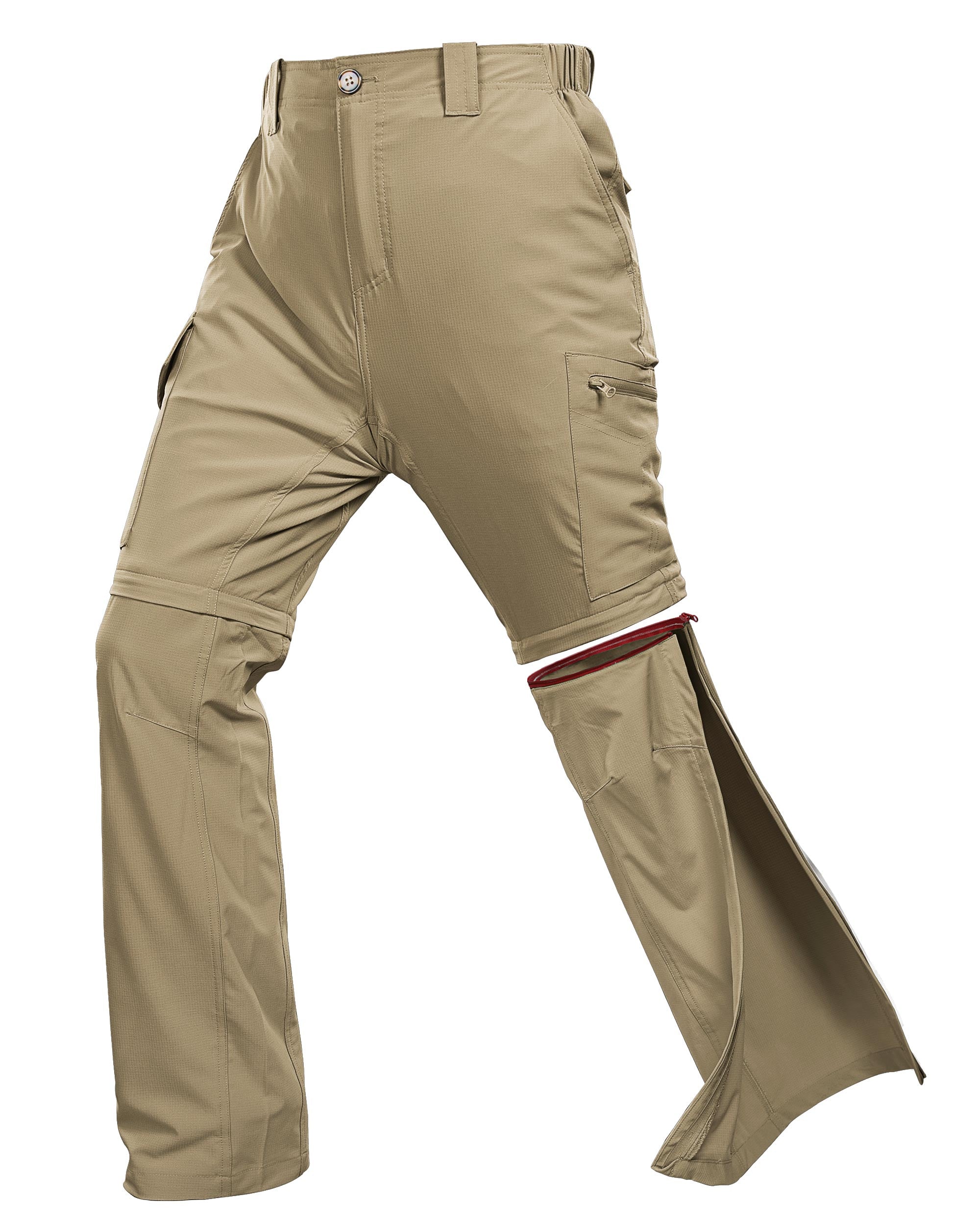 Men's UPF 40+ Convertible Zip Off Hiking Pants with 6 Pockets