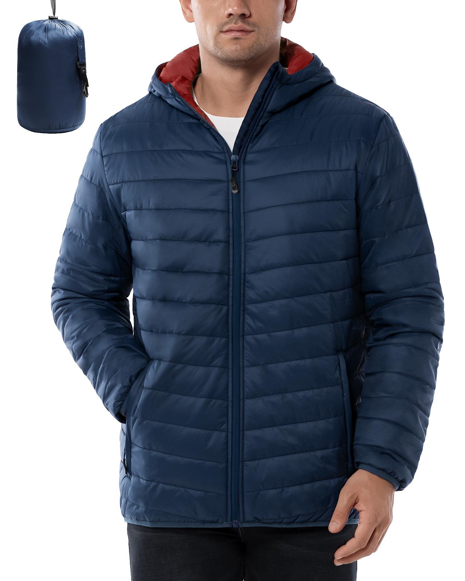 Men's 1.28lb Packable Insulated Jacket with Hood and 3 Pockets - 33,000ft