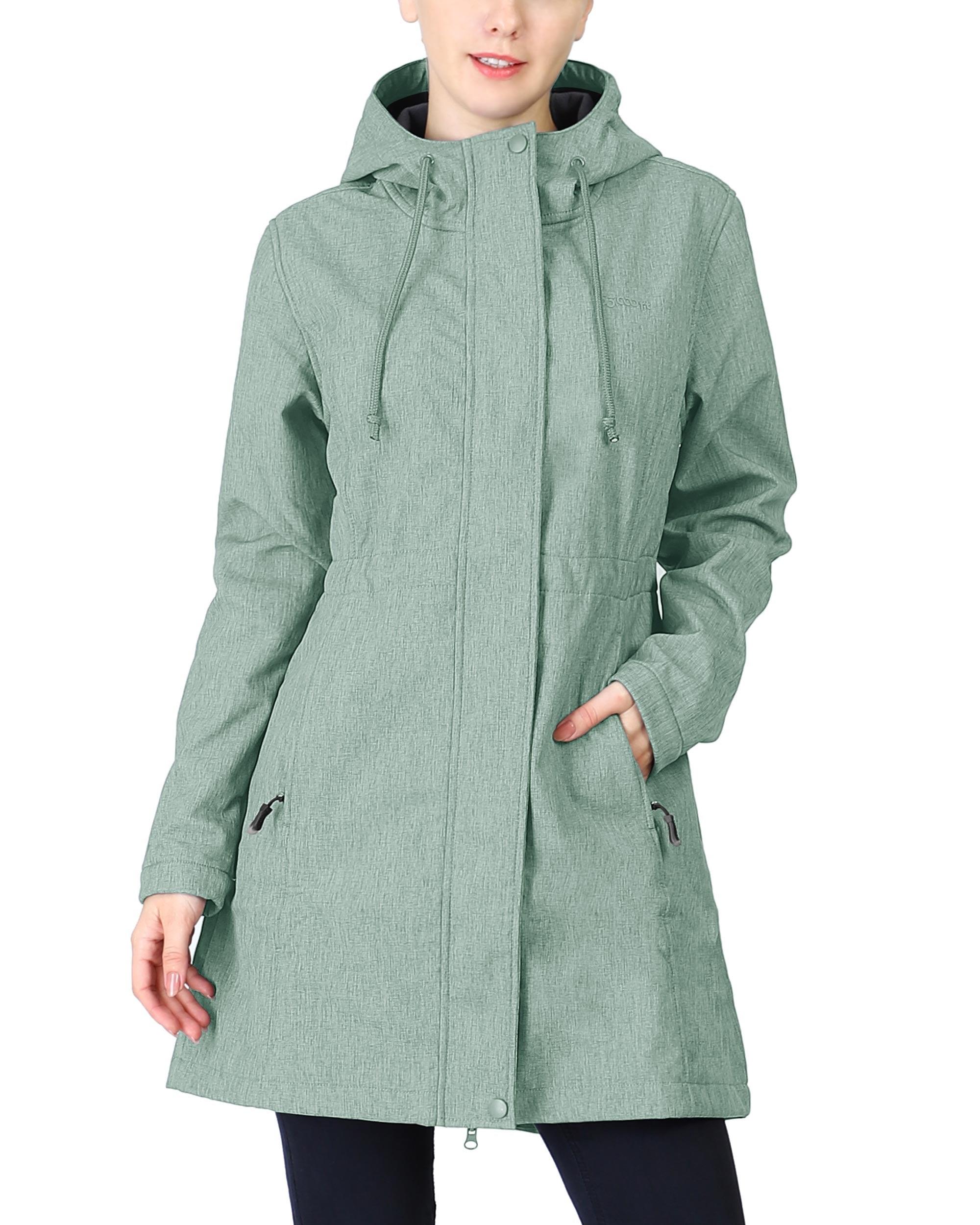 Women's Softshell Long Jacket with Hood Fleece Lined: 8000mm W/P index 1000 Level Breathable - 33,000ft