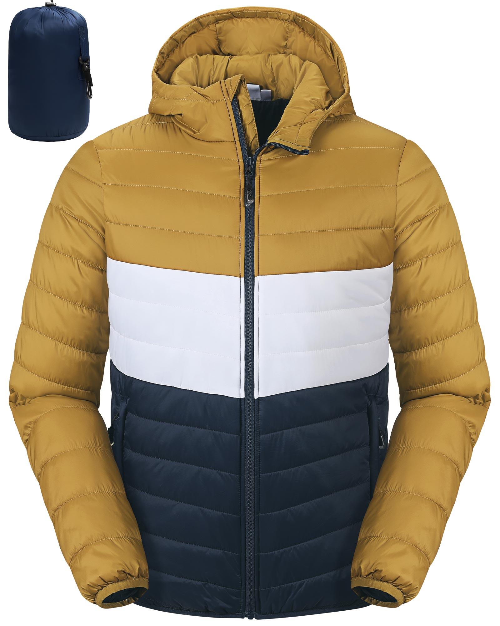 Men's Packable Puffer Jacket with Hood and 3 Pockets - 33,000ft