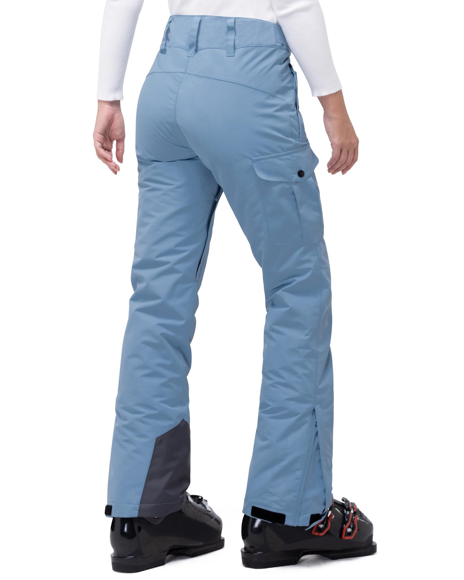 33,000ft Women's Insulated Snow Pants, Waterproof Snowboard Ski Pants with Boot Gaiters Black