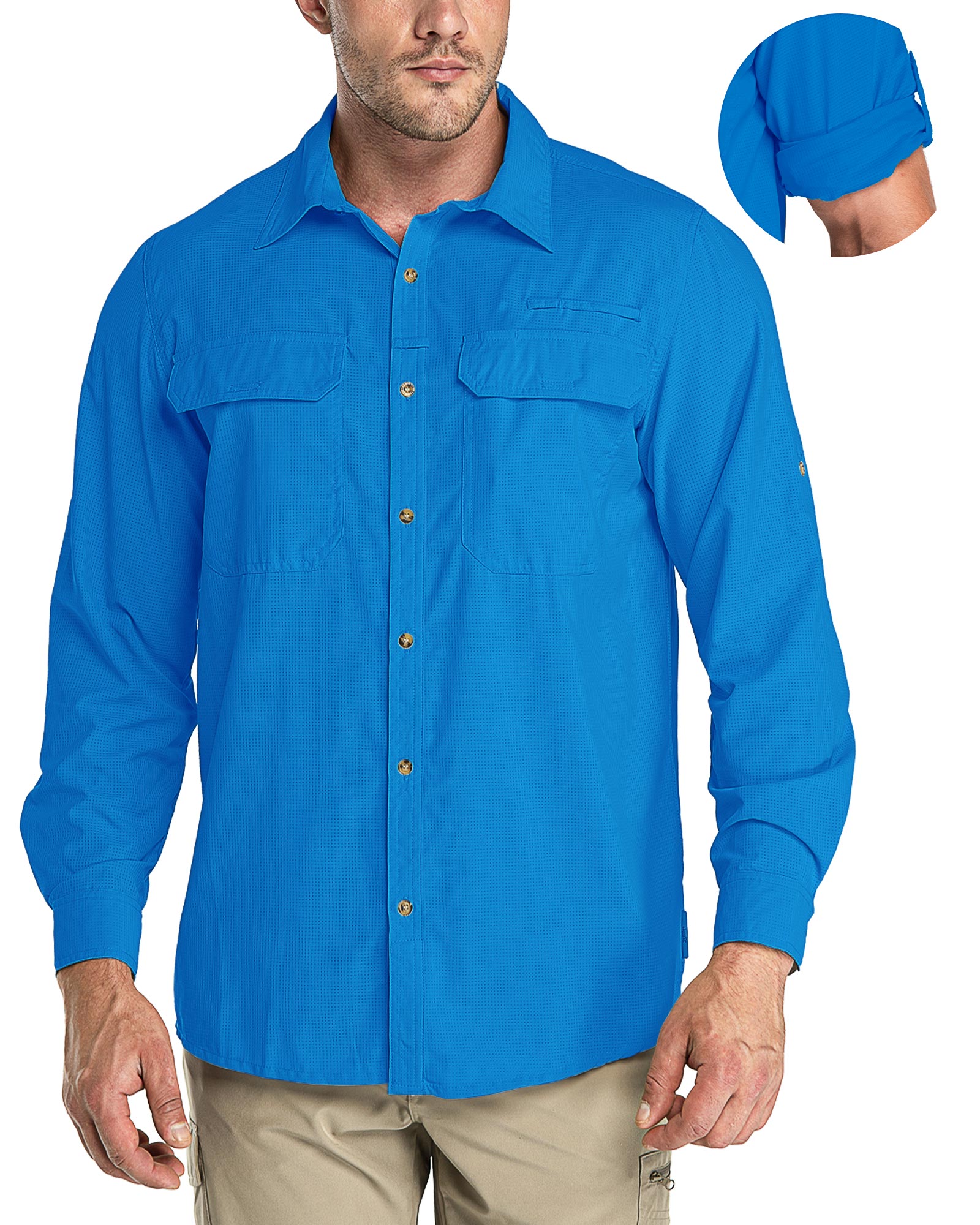 Men's Long Sleeve UPF 50+ GEO® Air-Hole Dry Cooling Shirts with