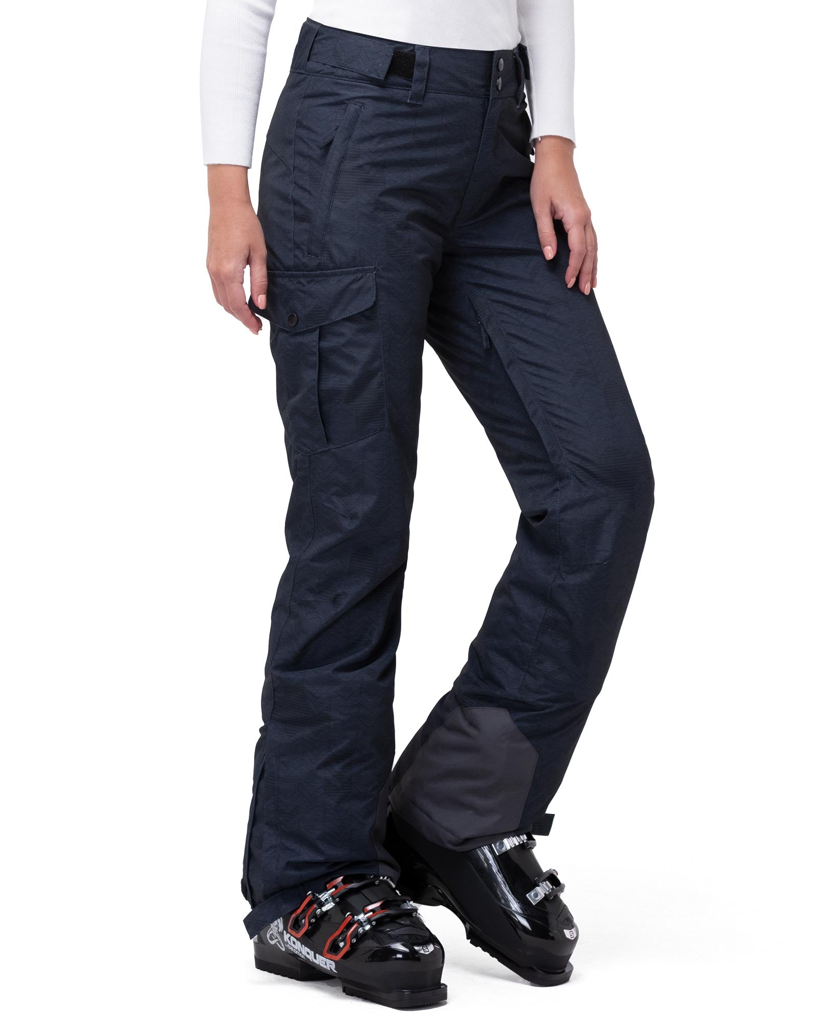 33,000ft Women's Insulated Snow Pants, Waterproof Snowboard Ski Pants with Boot Gaiters Black