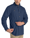 Men's 2 Zip Pockets UPF 50+ Breathable Mesh Lined Vents Adjustable Sleeve Shirt