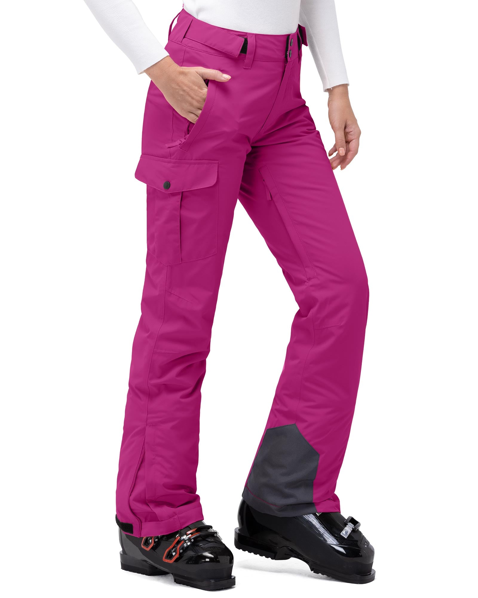 33,000ft Women's Insulated Snow Pants, Waterproof Snowboard Ski Pants with Boot Gaiters Black