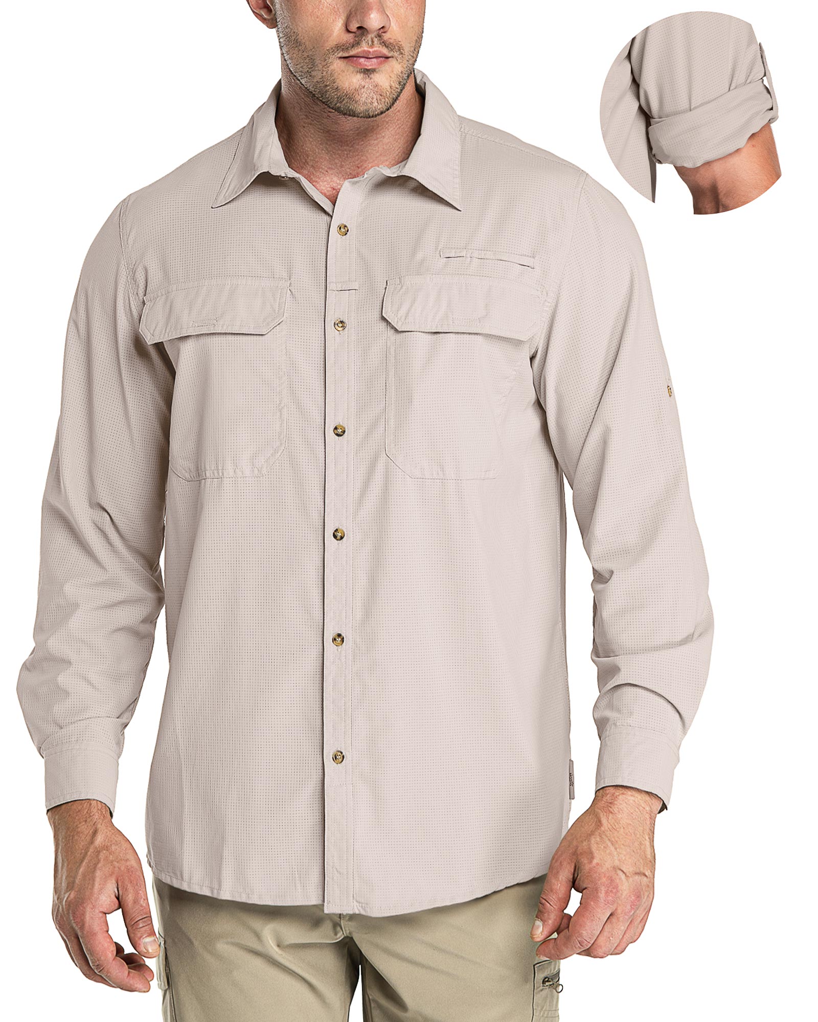 Men’s Long Sleeve UPF 50+ GEO® Air-Hole Dry Cooling Shirts with Outdoor Activity Designs