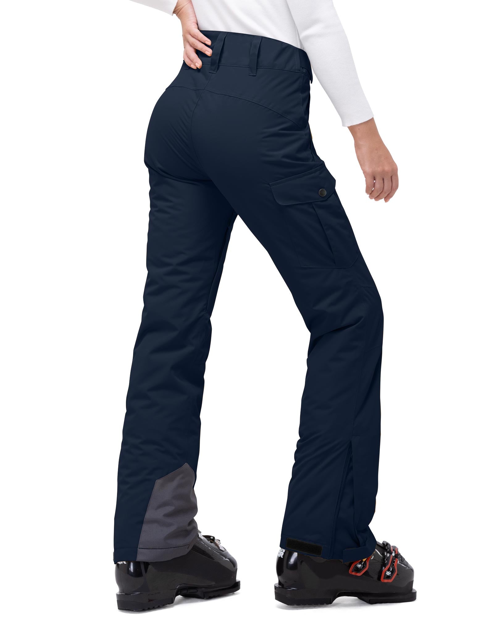 33,000ft Women's Insulated Snow Pants, Waterproof Snowboard Ski Pants with Boot Gaiters Black