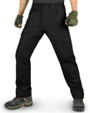 Men's Tactical Pants, Water-Resistant Ripstop Cargo Pants, Lightweight Hiking Work Pants, Outdoor Apparel Black 33,000ft