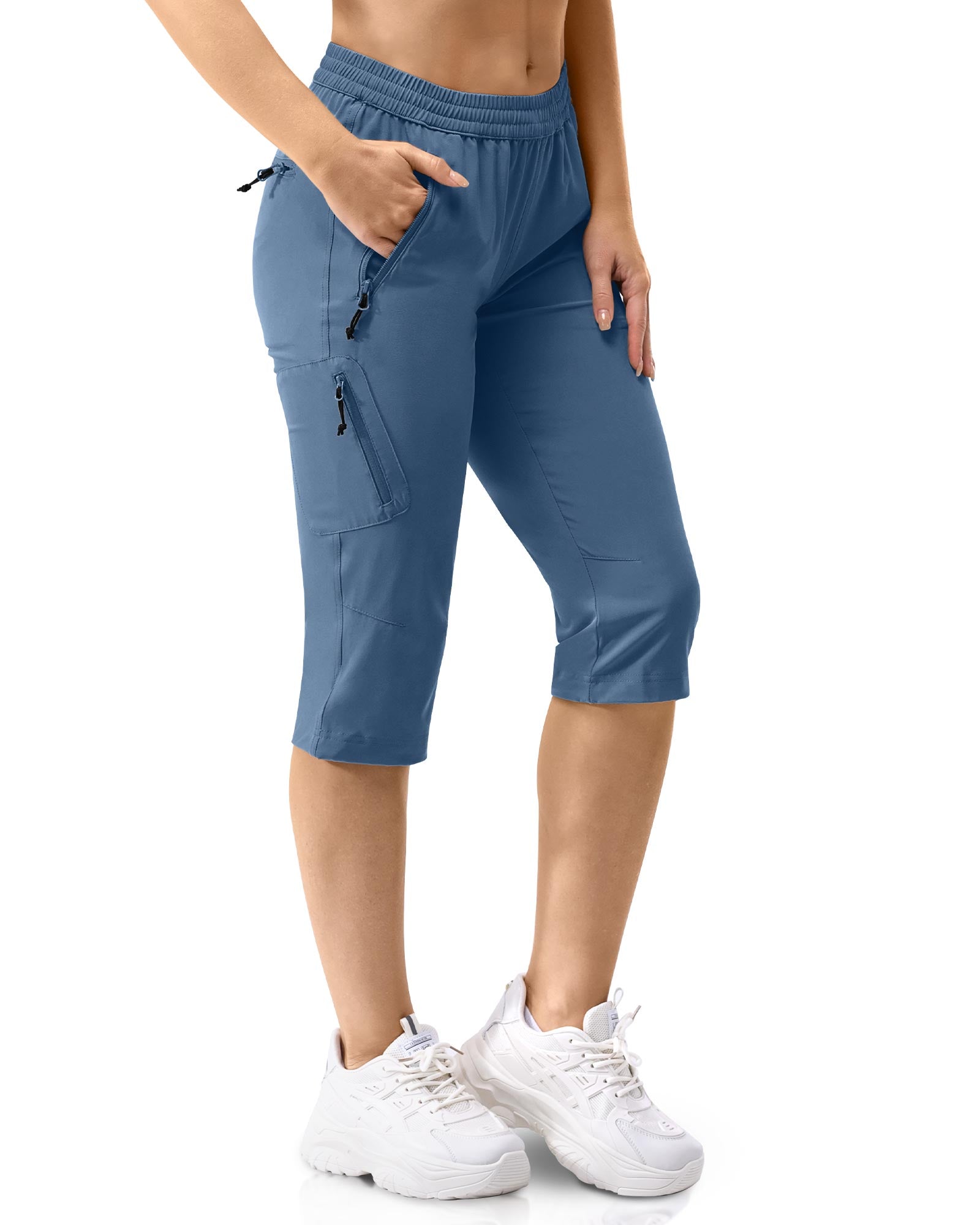 Women's UPF 50+ Elastic Waist 17" Capri Golf Pants with 4 Pockets