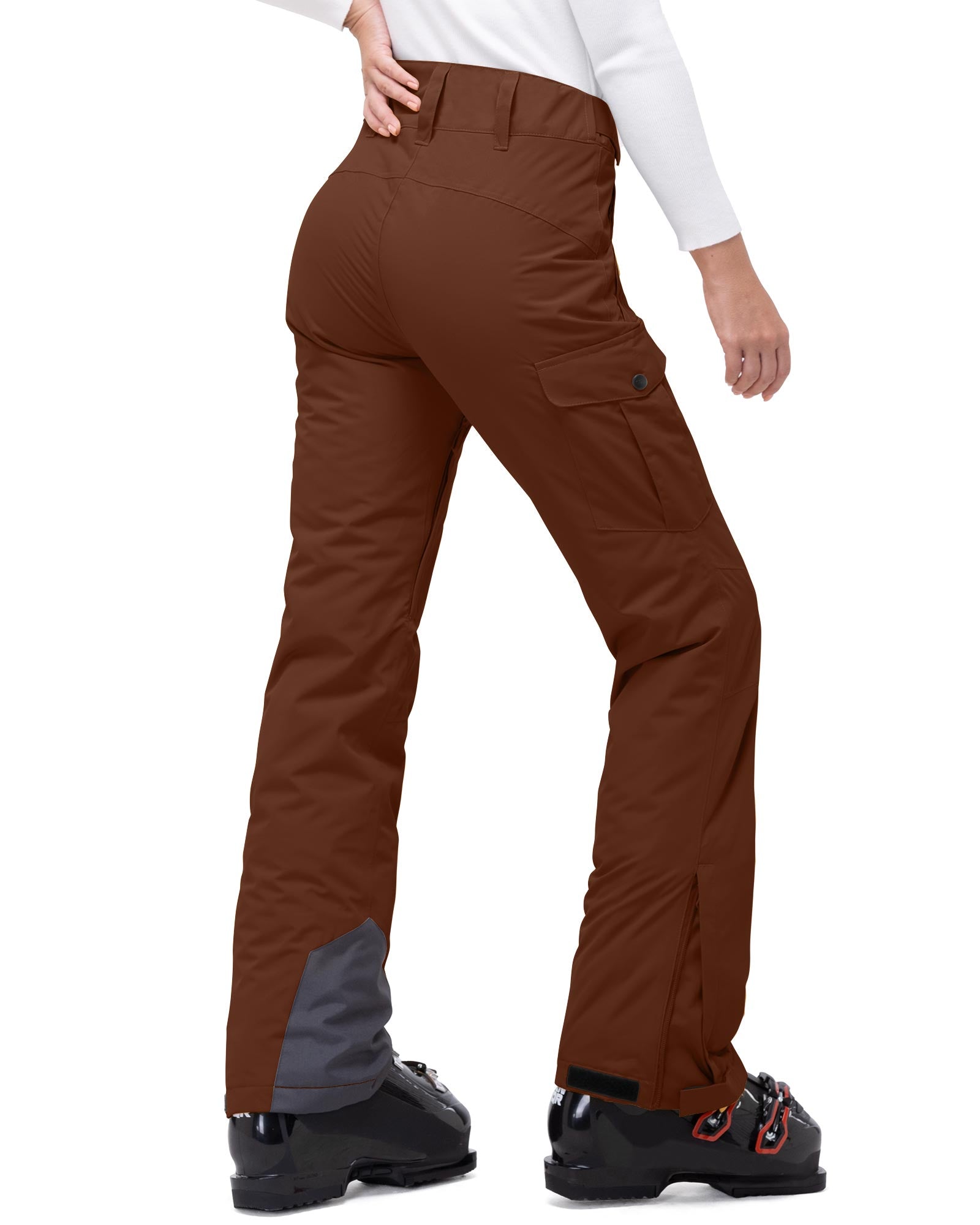 33,000ft Women's Insulated Snow Pants, Waterproof Snowboard Ski Pants with Boot Gaiters Black