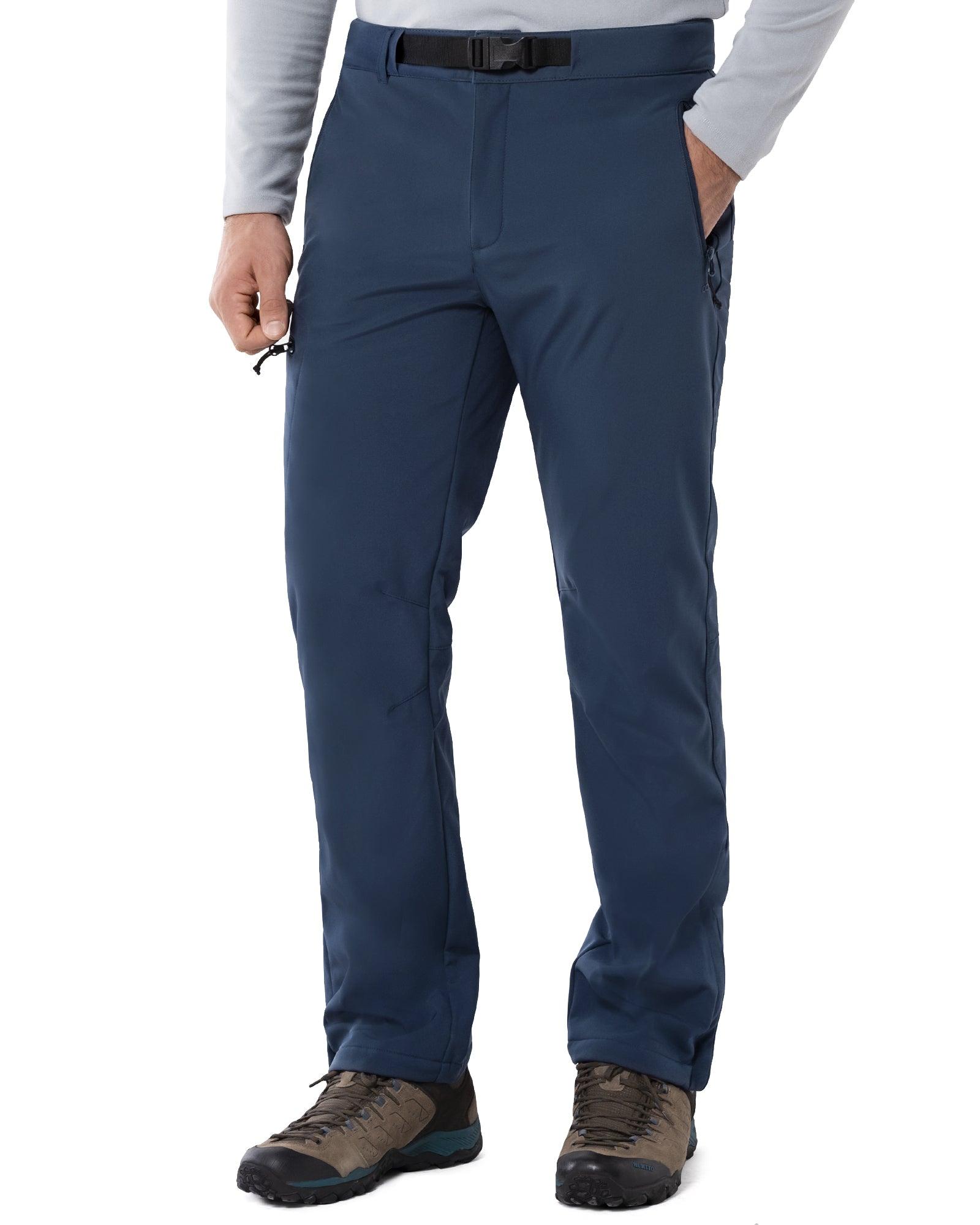 Men's Fleece Lined Snow Pants Warm Winter Waterproof Softshell Insulated Ski Pants for Hiking Snowboard Black 33,000ft