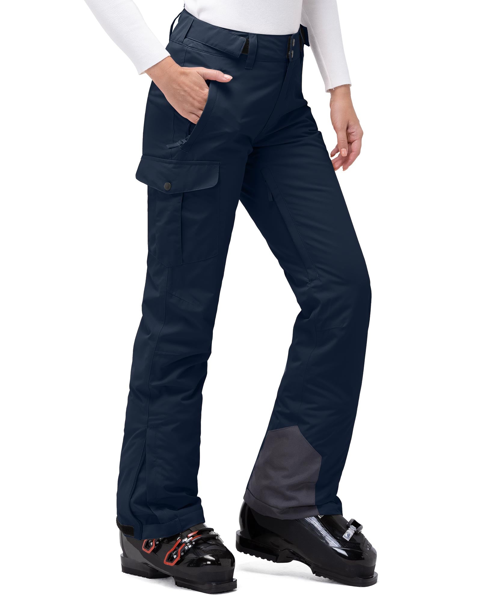 33,000ft Women's Insulated Snow Pants, Waterproof Snowboard Ski Pants with Boot Gaiters Black