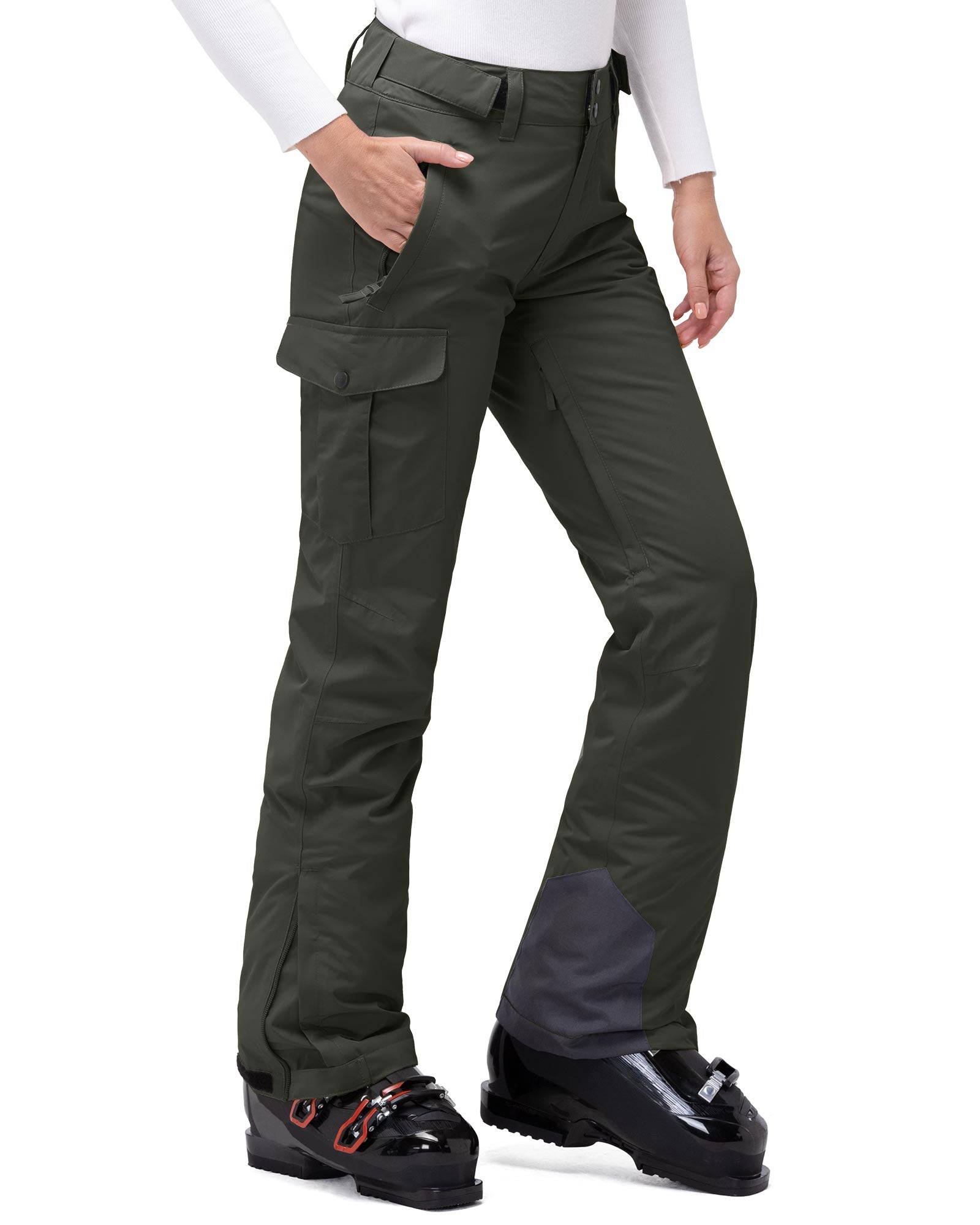 33,000ft Women's Insulated Snow Pants, Waterproof Snowboard Ski Pants with Boot Gaiters Black