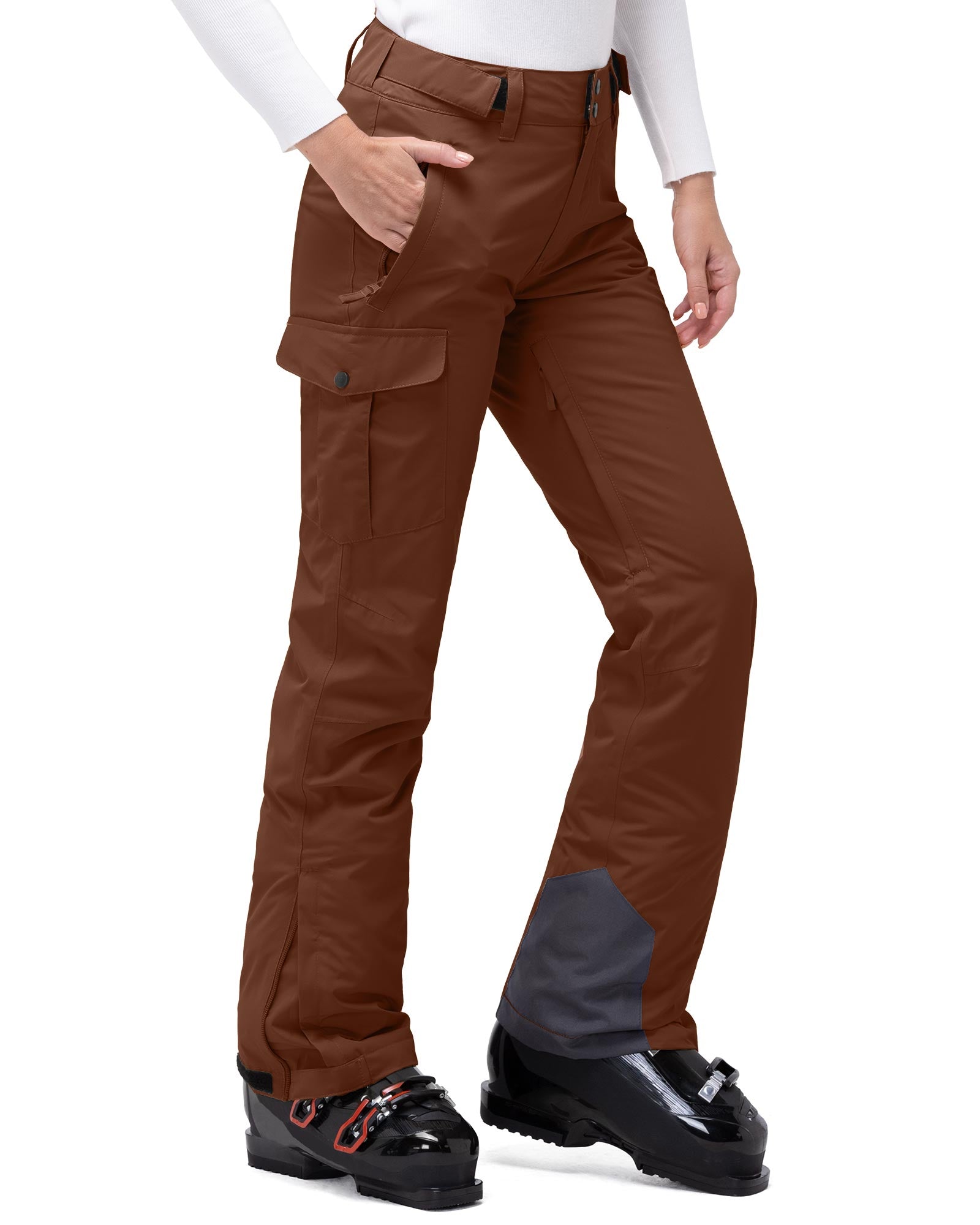 33,000ft Women's Insulated Snow Pants, Waterproof Snowboard Ski Pants with Boot Gaiters Black