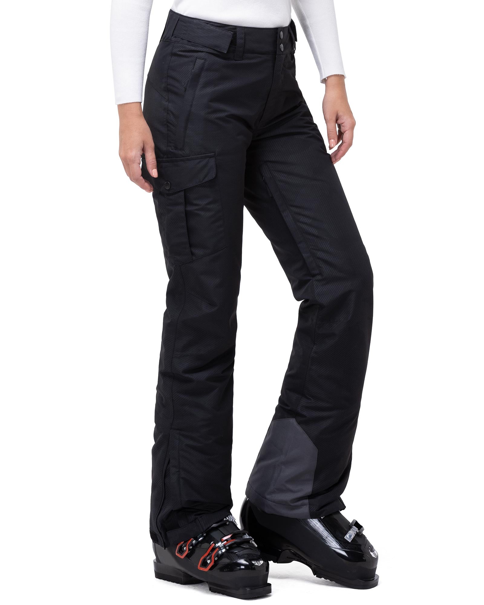 33,000ft Women's Insulated Snow Pants, Waterproof Snowboard Ski Pants with Boot Gaiters Black