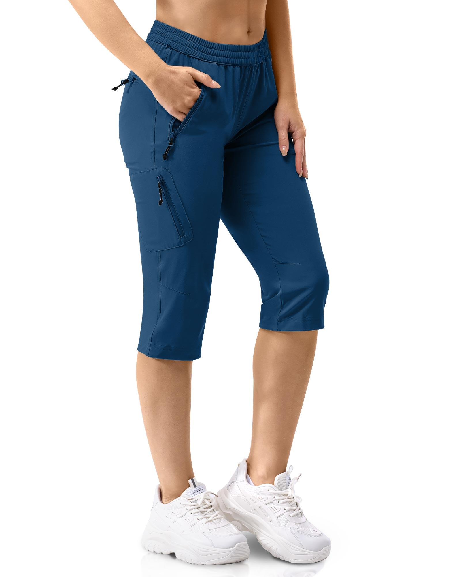 Women's UPF 50+ Elastic Waist 17" Capri Golf Pants with 4 Pockets