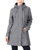 Women's Softshell Long Jacket with Hood Fleece Lined: 8000mm W/P index 1000 Level Breathable - 33,000ft