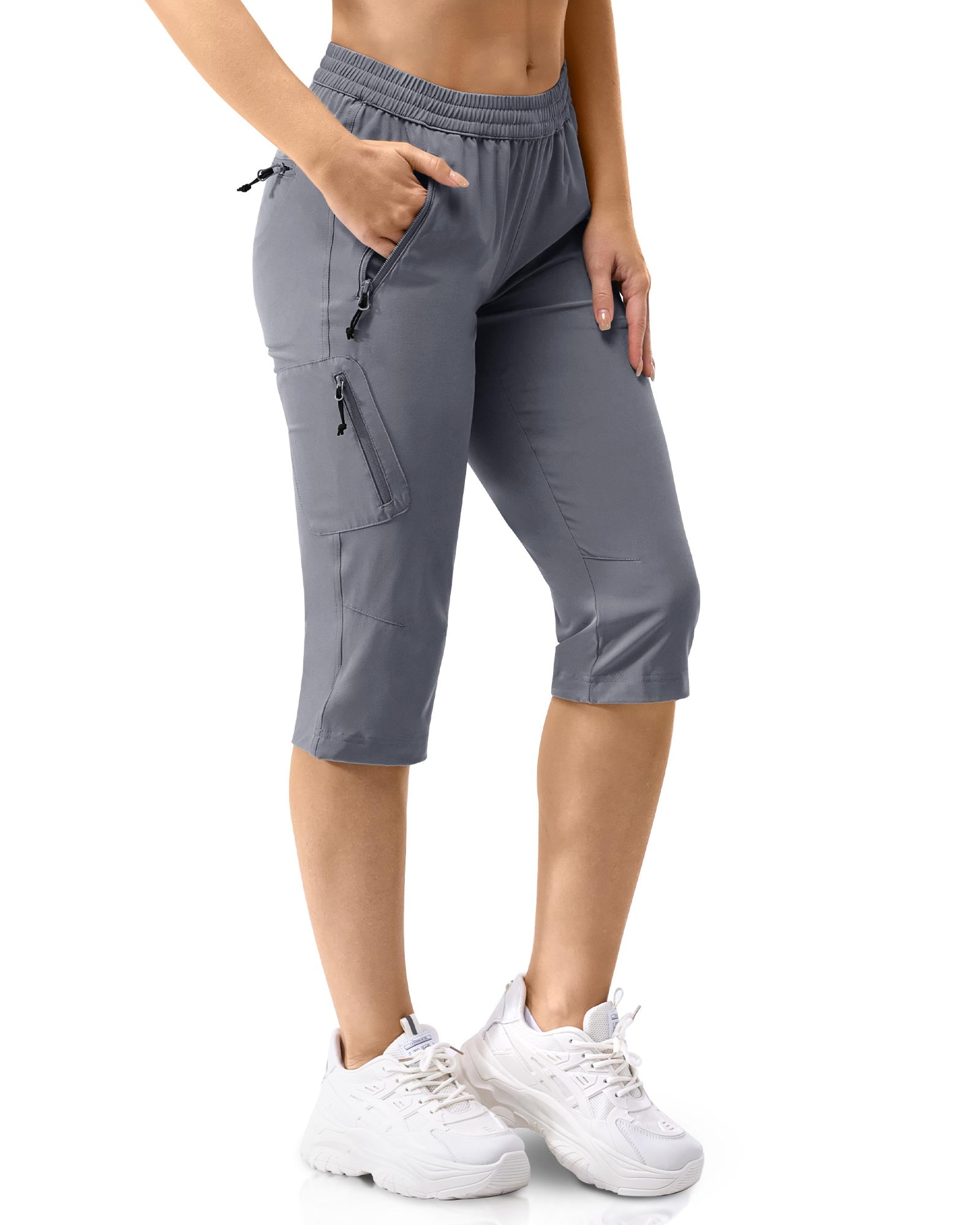 Women's UPF 50+ Elastic Waist 17" Capri Golf Pants with 4 Pockets