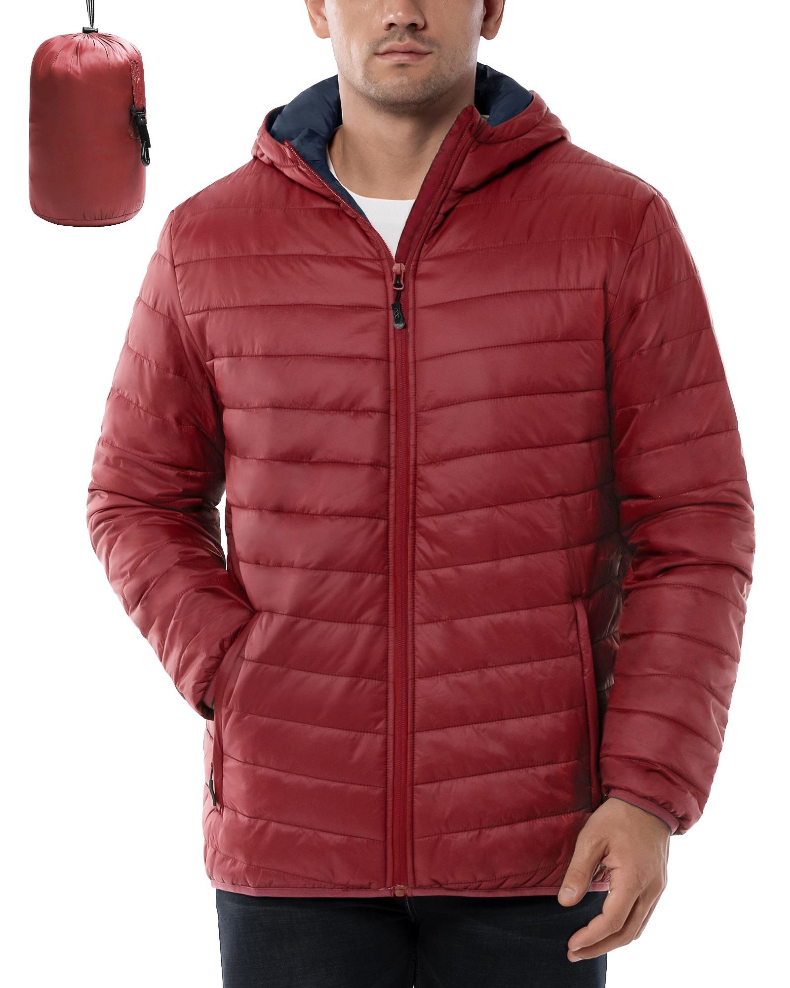 Men's 1.28lb Packable Insulated Jacket with Hood and 3 Pockets - 33,000ft