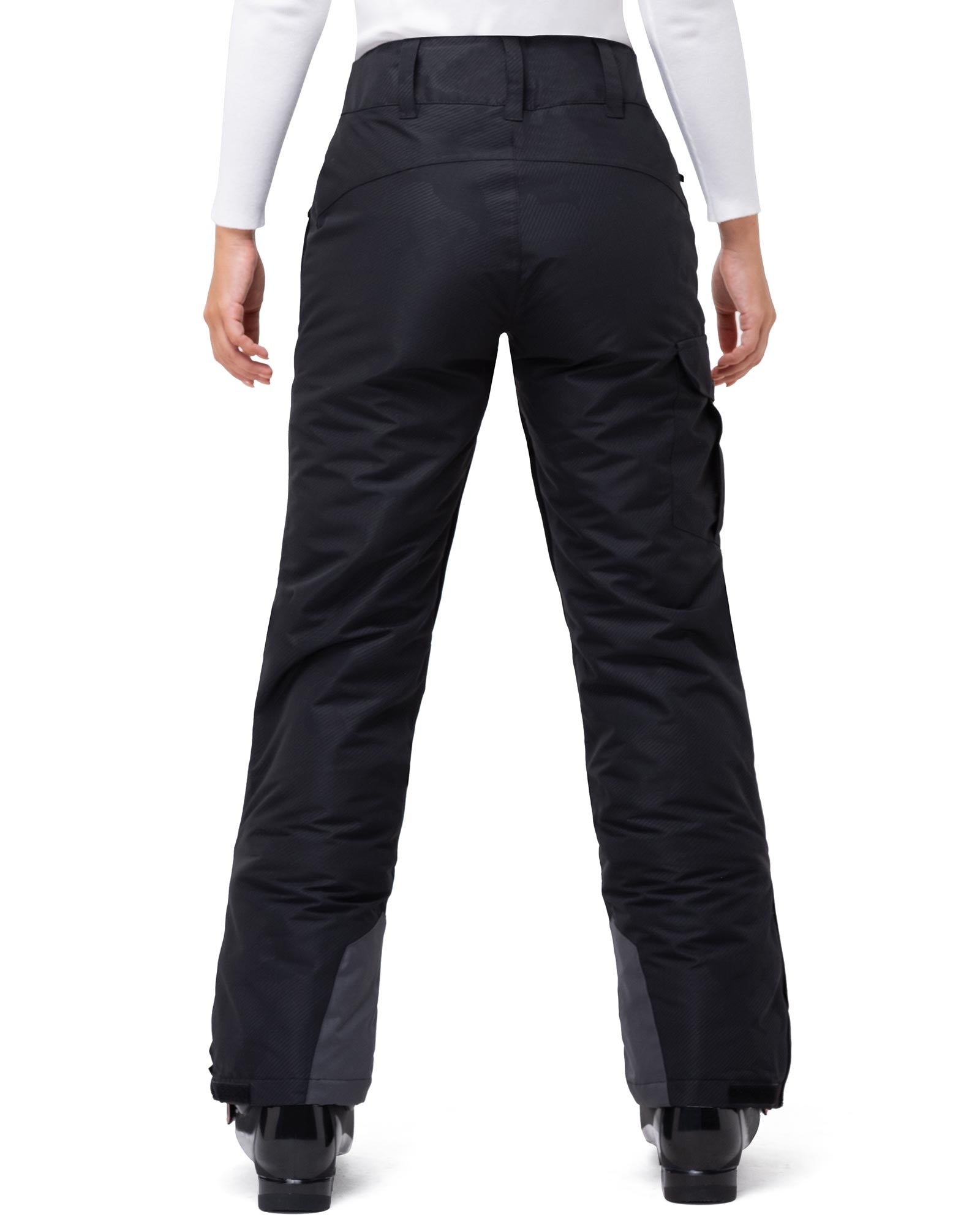 33,000ft Women's Insulated Snow Pants, Waterproof Snowboard Ski Pants with Boot Gaiters Black