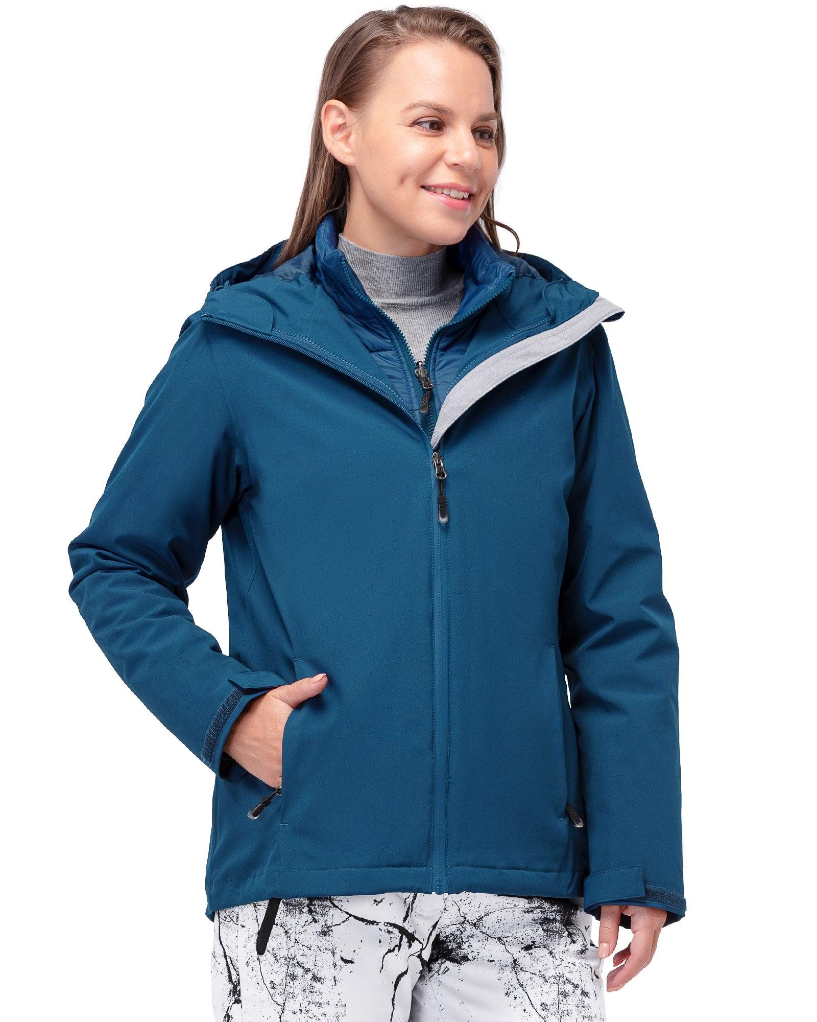 Women's Waterproof 3 in 1 ski Jacket Windproof Winter Snow Coat Ski Snowbaording Jackets Warm Raincoat 33,000ft