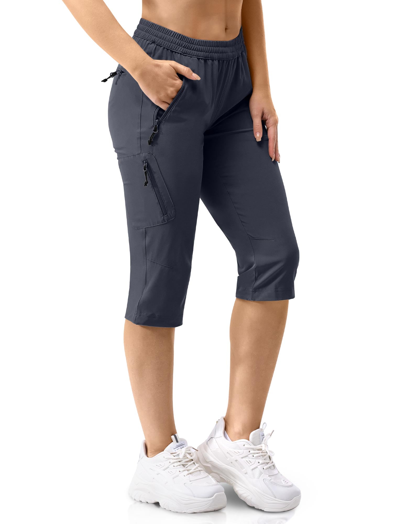 Women's UPF 50+ Elastic Waist 17" Capri Golf Pants with 4 Pockets