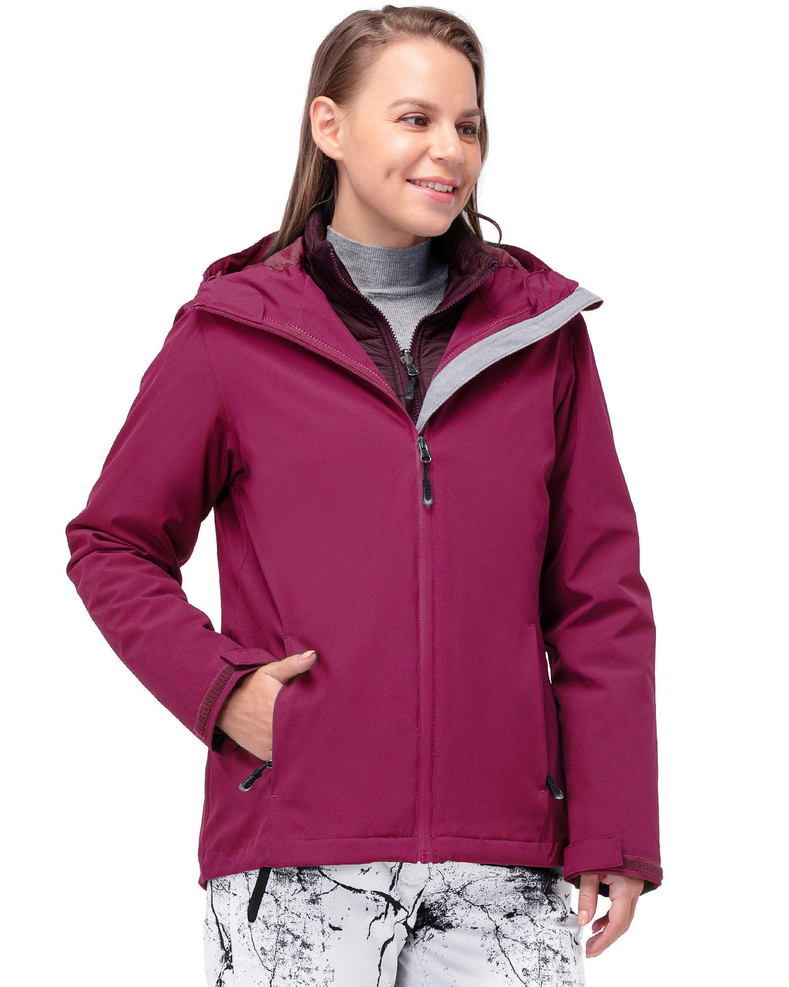 Women's Waterproof 3 in 1 ski Jacket Windproof Winter Snow Coat Ski Snowbaording Jackets Warm Raincoat 33,000ft